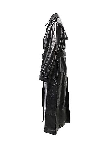 VALENTINO By Mario Valentino Valentino Trench Coat in Black Leather (view 2)