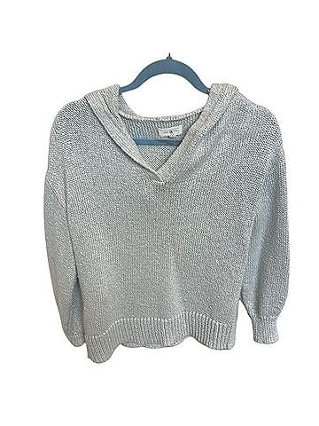 Lou & Grey Silver Sparkle V-Neck Hooded Sweater Casual Sweaters (view 1)