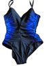 Miraclesuit Blue Black One Piece Swimsuit Size 6 - photo 1