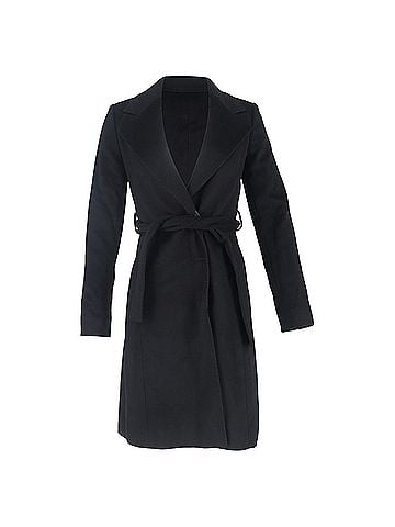 HUGO BOSS Hugo Boss Belted Coat in Black Wool (view 1)