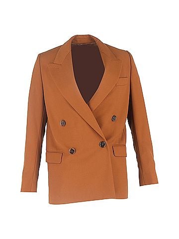 Acne Acne Studios Double-Breasted Blazer with Pockets in Brown Polyester (view 1)