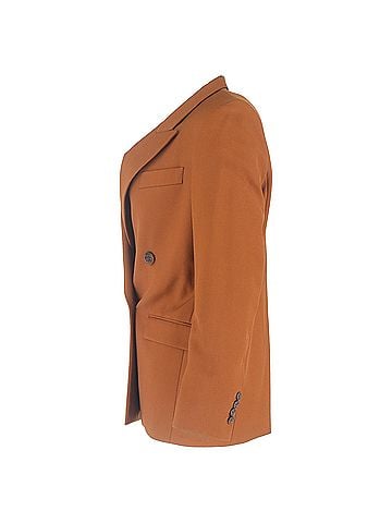 Acne Acne Studios Double-Breasted Blazer with Pockets in Brown Polyester (view 2)