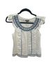 Point Sur 100% Linen 100% Polyester Ivory Blue Tan Short Sleeve Top Size XS - photo 1