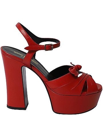Saint Laurent Saint Laurent Candy Bow Platform Sandals in Red Leather (view 1)