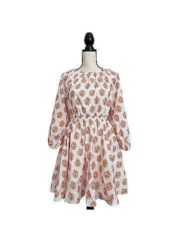 J.Crew Smocked-Waist Mini Dress in Gathered Floral Block Print Casual Dress (view 1)