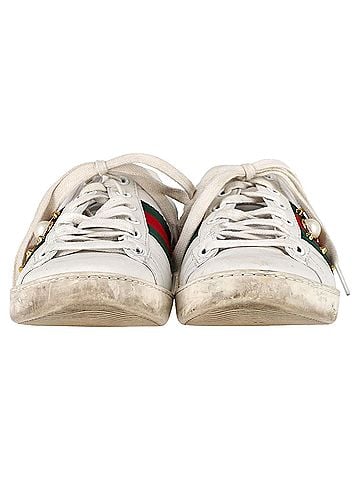 Gucci Gucci New Ace With Faux Pearl Embellished Sneakers in White Leather (view 2)