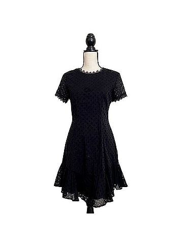 WAYF Black Lace Eyelet A-Line Dress Casual Dress (view 1)