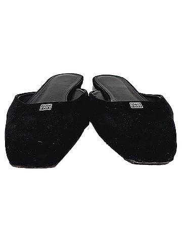 Totême Totême Logo-Plaque Square-Toe Mules in Black Suede (view 2)