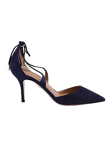 Aquazzura Aquazzura Very Matilde 85 Pumps in Navy Blue Suede (view 1)