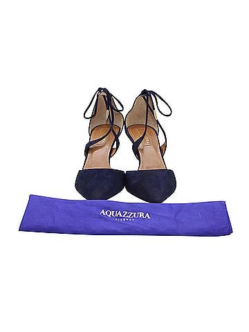 Aquazzura Aquazzura Very Matilde 85 Pumps in Navy Blue Suede (view 2)