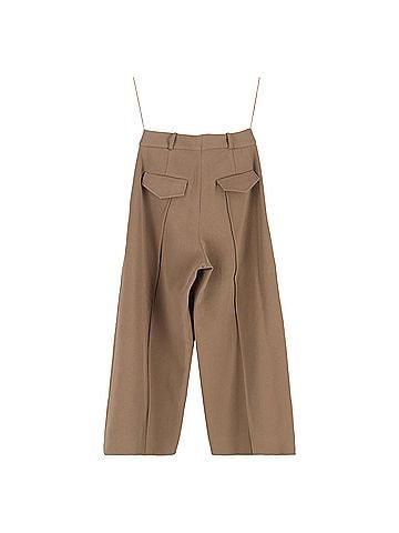 Cult Gaia Cult Gaia Caro Cropped Woven Wide-Leg Pants in Brown Polyester (view 2)