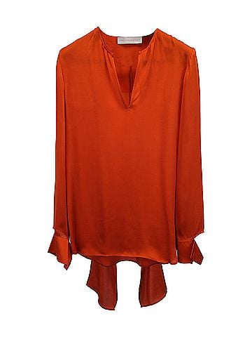 Stella McCartney Stella McCartney Pussybow Blouse in Orange Silk (view 1)