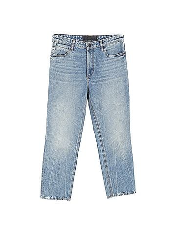 Alexander Wang Alexander Wang Washed Mid-Rise Jeans in Blue Cotton (view 1)