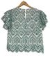 TCEC Floral White Green Short Sleeve Blouse Size M - photo 2