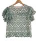 TCEC Floral White Green Short Sleeve Blouse Size M - photo 1