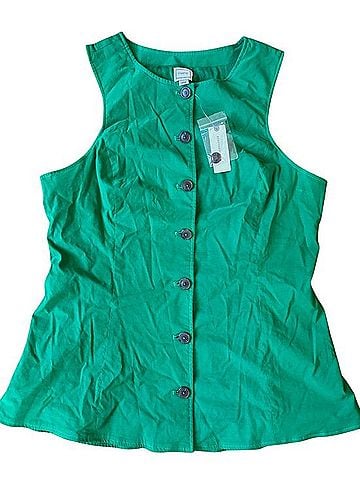 Anthropologie Maeve Kelly Green Button Up Vest Tank Top (view 2)