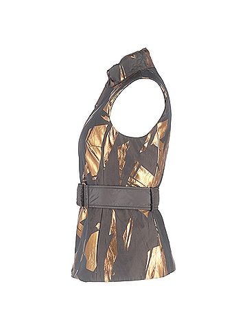 Escada Escada Metallic-Print Quilted Down Vest in Brown Polyamide (view 2)