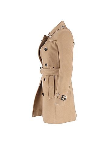 Burberry Burberry Double-Breasted Belted Peacoat in Brown Wool (view 2)