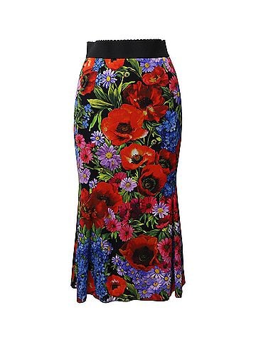Dolce & Gabbana Dolce &amp; Gabbana Midi Skirt in Floral Print Silk (view 1)