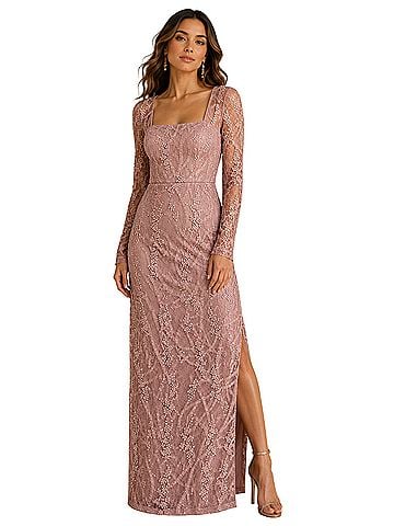 JS Collections Mauve Lace Cocktail Dress (view 1)