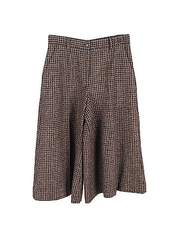 Dolce & Gabbana Dolce &amp; Gabbana Houndstooth Tweed Culottes in Brown Virgin Wool (view 1)