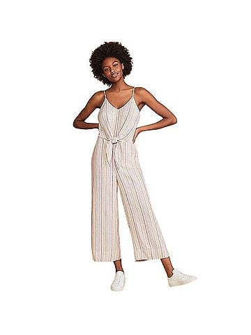 Lou & Grey Striped Tie Waist Jumpsuit Jacket (view 1)
