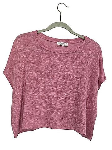 Zenana Outfitters Dusty Pink Boxy Crop Knit Top Short Sleeve T-Shirt (view 1)