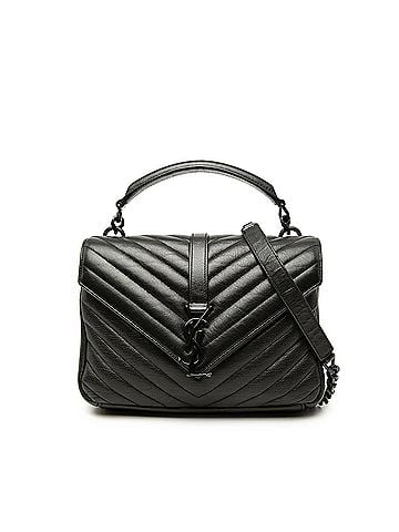 Saint Laurent Medium Chevron Sheepskin Monogram Monochrome College Bag (view 1)