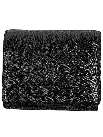 Chanel Chanel Coco Mark Tri-fold Wallet, Caviar Leather, Black, Women's (view 1)