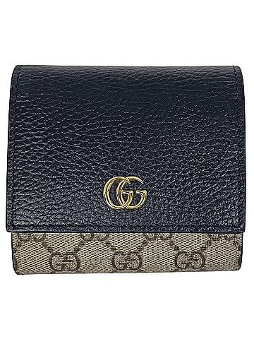 Gucci Gucci Double G Bicolor Medium Wallet GG Supreme Bi-fold Coated Canvas Beige Black 598587 Women's (view 1)