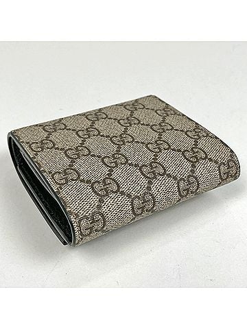 Gucci Gucci Double G Bicolor Medium Wallet GG Supreme Bi-fold Coated Canvas Beige Black 598587 Women's (view 2)
