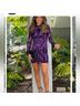 Privy Print Purple Black Cocktail Dress Size S - photo 6