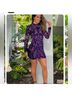 Privy Print Purple Black Cocktail Dress Size S - photo 5
