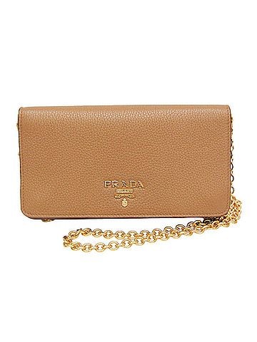 Prada Prada Women's Leather Chain/Shoulder Wallet Light Brown (view 1)