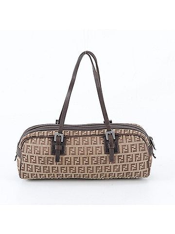 Fendi Fendi Zucchino Canvas Leather Handbag Tote Bag Brown Brand Women's (view 1)