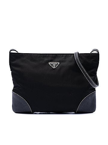 Prada Vitello Daino Trimmed Tessuto Zip Top Crossbody (view 1)