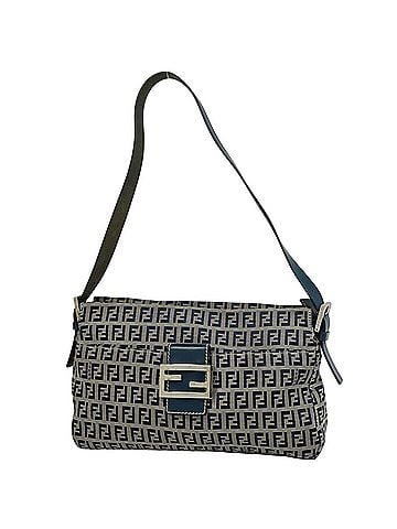 Fendi Fendi Zucchino Pattern Shoulder Bag, Canvas, Navy, 26566, Women's (view 1)