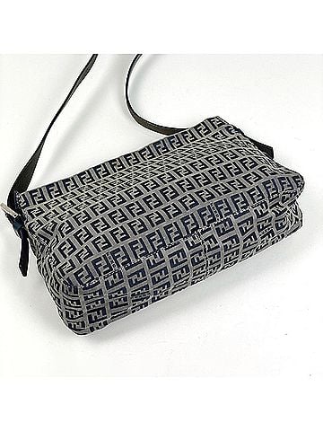Fendi Fendi Zucchino Pattern Shoulder Bag, Canvas, Navy, 26566, Women's (view 2)