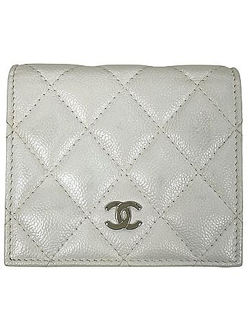 Chanel Chanel CHANEL Coco Mark Bi-fold Wallet Caviar Leather White AP3178 Women's (view 1)