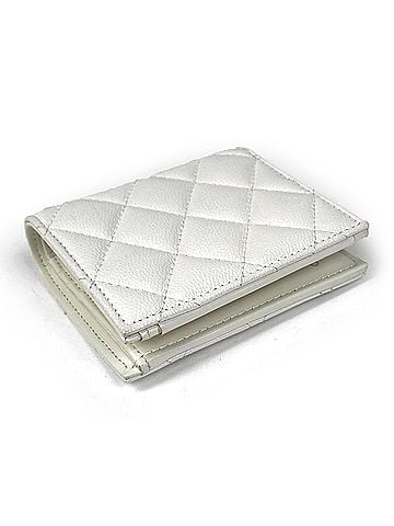 Chanel Chanel CHANEL Coco Mark Bi-fold Wallet Caviar Leather White AP3178 Women's (view 2)