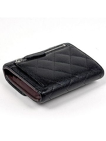 Chanel Chanel Coco Mark Tri-fold Wallet Matelassé Caviar Skin Black AP0231 Women's (view 2)