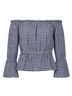 Amanda Uprichard 100% Cotton Checkered-gingham Blue White Blouse Size L - photo 1