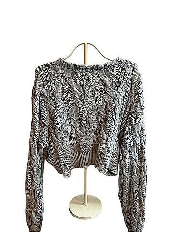 Akira Chunky Cable Knit Fringe Crewneck Sweater Sweater Vest (view 2)