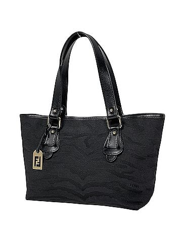 Fendi Fendi logo handbag, zebra print canvas, black, 8BH117, women's. (view 1)