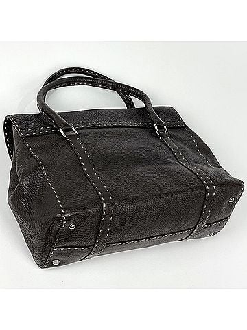 Fendi Fendi Selleria Linda handbag, logo stitch tote bag, leather, brown, 8BR388, women's. (view 2)