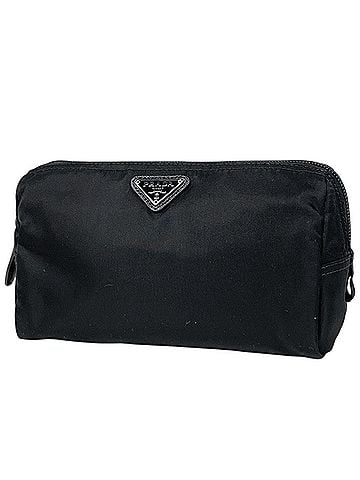 Prada Prada PRADA Logo Plate Pouch Bag/Cosmetic Tessuto Nylon Nero (Black) 1NA693 Women's (view 1)
