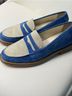 Duke & Duchess 100% Suede Blue Ivory White Flats Size 6 - photo 3