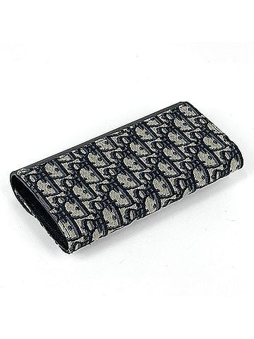 Christian Dior Christian Dior Trotter Pattern Bi-fold Long Wallet, Saddle Canvas, Black, Women's (view 2)