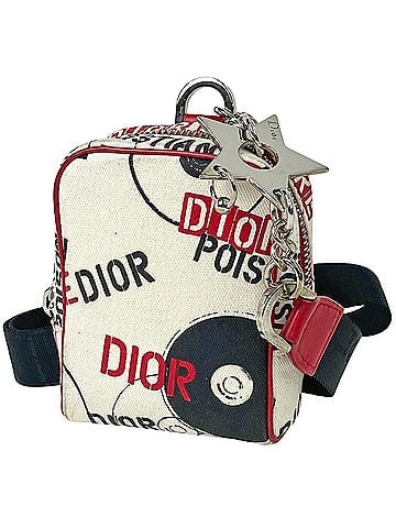 Christian Dior Christian Dior logo pouch, hardcore canvas, white and red, women's. (view 1)