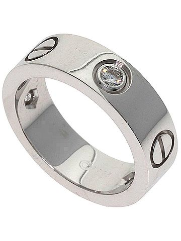 Cartier Cartier Love Ring Half Diamond #49 Ring, 18K White Gold, Women's, CARTIER (view 1)